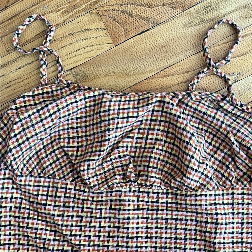 wild fable Brown Plaid Mini Dress with Thin Straps - Picture 3 of 5
